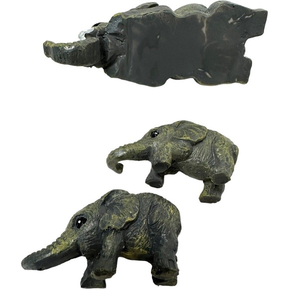 LOT Of 6 Handmade Collectible Elephant Figurines Realistic Safari Animal Decor - Picture 6 of 16